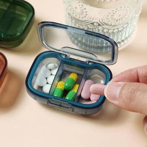 2 Pack Portable Pill Organizer with 3 Compartments - Compact Travel Medicine Storage Box for Daily Medication in Saudi Arabia