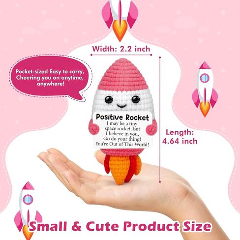 Positive Crochet Rocket Christmas Birthday Boss Day Gifts for Women Men,White Elephant Stocking Stuffers inspirational Gifts for Friends Coworkers Teens Girls Boys Kids,Cute Handmade Office Desk Decor in Saudi Arabia