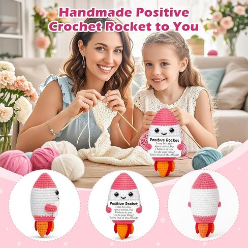 Positive Crochet Rocket Christmas Birthday Boss Day Gifts for Women Men,White Elephant Stocking Stuffers inspirational Gifts for Friends Coworkers Teens Girls Boys Kids,Cute Handmade Office Desk Decor in Saudi Arabia