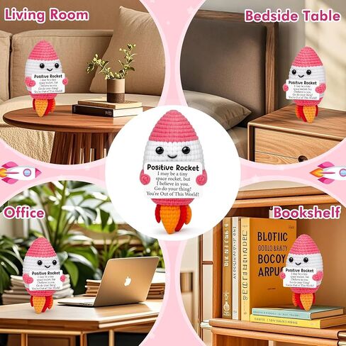 Positive Crochet Rocket Christmas Birthday Boss Day Gifts for Women Men,White Elephant Stocking Stuffers inspirational Gifts for Friends Coworkers Teens Girls Boys Kids,Cute Handmade Office Desk Decor in Saudi Arabia