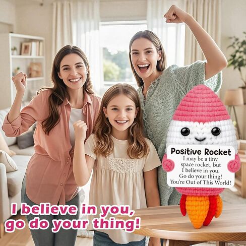 Positive Crochet Rocket Christmas Birthday Boss Day Gifts for Women Men,White Elephant Stocking Stuffers inspirational Gifts for Friends Coworkers Teens Girls Boys Kids,Cute Handmade Office Desk Decor in Saudi Arabia