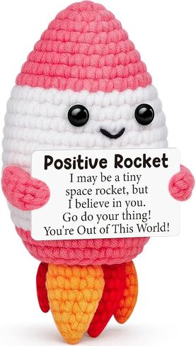 Positive Crochet Rocket Christmas Birthday Boss Day Gifts for Women Men,White Elephant Stocking Stuffers inspirational Gifts for Friends Coworkers Teens Girls Boys Kids,Cute Handmade Office Desk Decor in Saudi Arabia