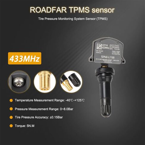 مستشعر ROADFAR TPMS مستشعر ضغط الإطارات 433 ميجا هرتز يناسب Hyundai Elantra Sonata Tucson، لكيا كرنفال K5 Seltos سورينتو سبورتاج يستبدل 52940L1100 52940-L1100 in Saudi Arabia