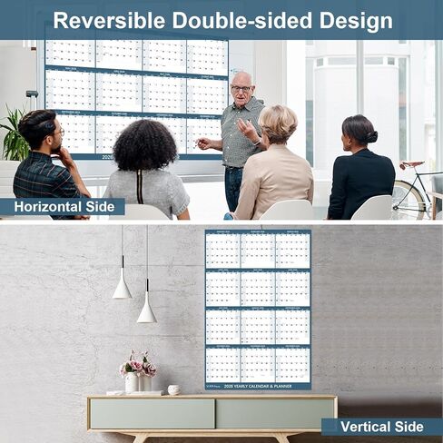 32 "× 48" رمادي 2025 تقويم الجدار الجاف - محو كبير الأزرق في السماء النجمية الرطبة والجافة قابلة للمسح 12 شهرًا مخطط سنوي سنوي ، قابل للانعكاس ، أفقي/عمودي (2025 تقويم الجدار) in Kuwait