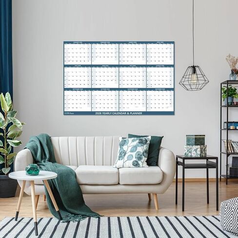 32 "× 48" رمادي 2025 تقويم الجدار الجاف - محو كبير الأزرق في السماء النجمية الرطبة والجافة قابلة للمسح 12 شهرًا مخطط سنوي سنوي ، قابل للانعكاس ، أفقي/عمودي (2025 تقويم الجدار) in Kuwait