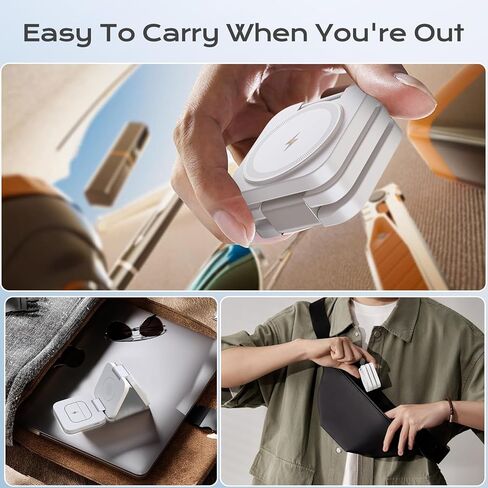 شاحن لاسلكي سريع من سلسلة X55 Nature، محطة شحن مغناطيسية قابلة للطي 3 في 1 لهواتف iPhone 15/14/13/12/Pro/Plus/Pro Max، شاحن محمول 5 وات لساعة Apple Watch9/8/7/6/5/4/3/ 2/SE، لسماعات Airpods in Kuwait