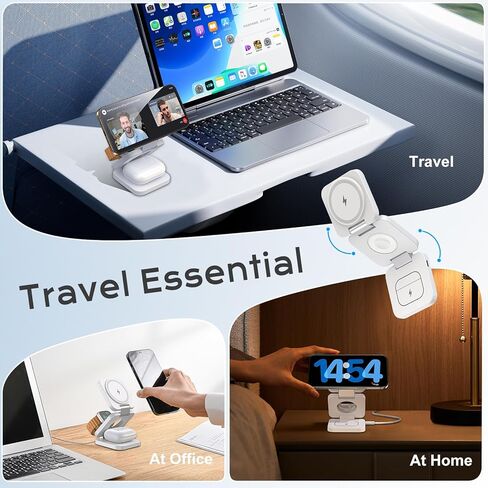 شاحن لاسلكي سريع من سلسلة X55 Nature، محطة شحن مغناطيسية قابلة للطي 3 في 1 لهواتف iPhone 15/14/13/12/Pro/Plus/Pro Max، شاحن محمول 5 وات لساعة Apple Watch9/8/7/6/5/4/3/ 2/SE، لسماعات Airpods in Kuwait