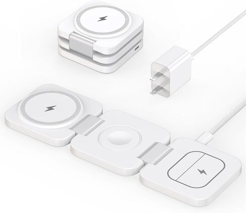 شاحن لاسلكي سريع من سلسلة X55 Nature، محطة شحن مغناطيسية قابلة للطي 3 في 1 لهواتف iPhone 15/14/13/12/Pro/Plus/Pro Max، شاحن محمول 5 وات لساعة Apple Watch9/8/7/6/5/4/3/ 2/SE، لسماعات Airpods in Kuwait