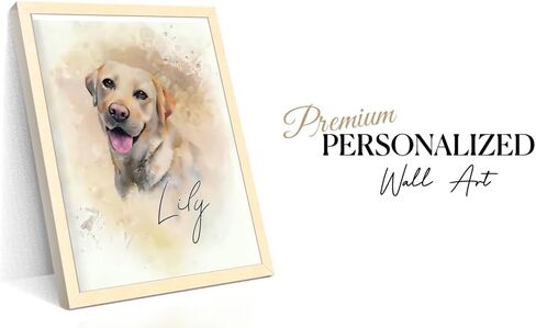 Custom Pet Portrait Wall Art - Create Your Own Watercolor Painting from Your Photo - Personalized Dog, Cat Wall Decor - Keepsake for Pet Enthusiasts, Upload Image of Your Favorite Cat or Dog, USA-Made in Saudi Arabia