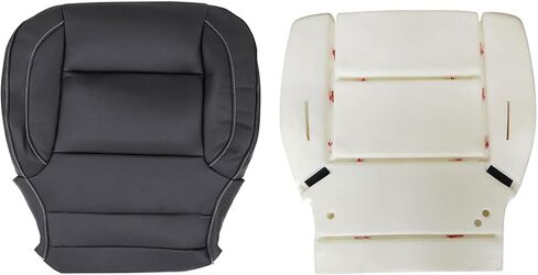Priprilod Jet Black Non Perforated Leather Driver Bottom and Foam Cushion Replacement Seat Fit for Chevy Silverado GMC Sierra 1500 2500HD 3500HD 2014 2015 2016 2017 2018 2019 in Saudi Arabia