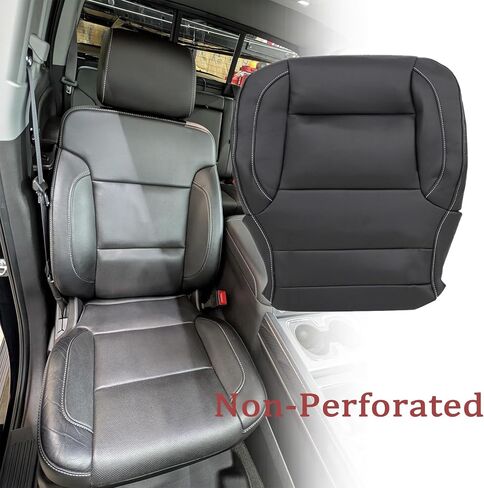 Priprilod Jet Black Non Perforated Leather Driver Bottom and Foam Cushion Replacement Seat Fit for Chevy Silverado GMC Sierra 1500 2500HD 3500HD 2014 2015 2016 2017 2018 2019 in Saudi Arabia