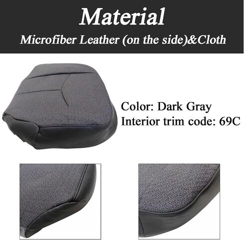 NLQR Front Driver & Passenger Bottom & Top Replacement Cloth Seat Covers Dark Gray 69C Compatible with Chevy Silverado GMC Sierra 2003 2004 2005 2006 2007 in Saudi Arabia