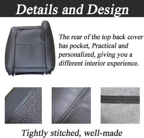 NLQR Front Driver & Passenger Bottom & Top Replacement Cloth Seat Covers Dark Gray 69C Compatible with Chevy Silverado GMC Sierra 2003 2004 2005 2006 2007 in Saudi Arabia