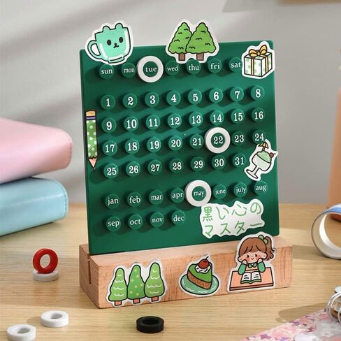 Wooden Desk Calendar - Perpetual Planner Calendar - Unique Gifts, Month Date Display, Desk Decorations for Office, Desk Accessories Aesthetic, Cute Desk Decor (Creamy white) in Saudi Arabia
