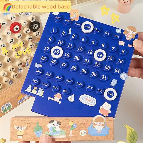 Wooden Desk Calendar - Perpetual Planner Calendar - Unique Gifts, Month Date Display, Desk Decorations for Office, Desk Accessories Aesthetic, Cute Desk Decor (Creamy white) in Saudi Arabia