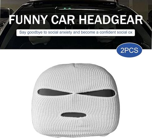 2PCS Car Headrest Cover, Funny Car Seat Full Face Mask, Spoof Face Auto Front Seat Headrest Protectors Covers, Universal Car Interior Seats Decoration Accessories, for SUV, Sedan in Kuwait