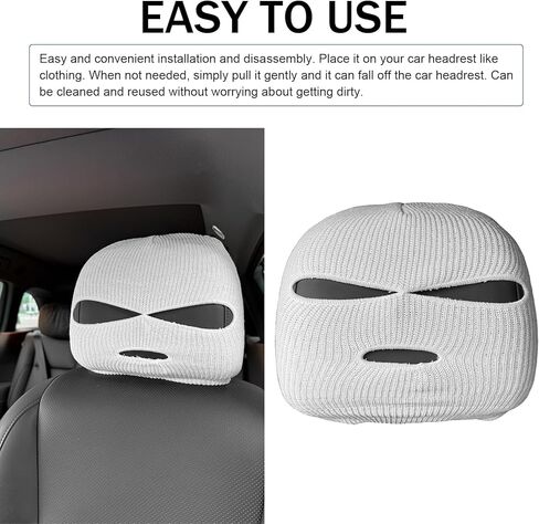 2PCS Car Headrest Cover, Funny Car Seat Full Face Mask, Spoof Face Auto Front Seat Headrest Protectors Covers, Universal Car Interior Seats Decoration Accessories, for SUV, Sedan in Kuwait