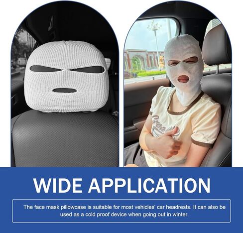 2PCS Car Headrest Cover, Funny Car Seat Full Face Mask, Spoof Face Auto Front Seat Headrest Protectors Covers, Universal Car Interior Seats Decoration Accessories, for SUV, Sedan in Kuwait