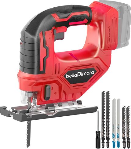 Jig saw compatible with Dewalt 20V Battery (Battery not Included) Cordless Jigsaw with LED Work Light, 0°- 45° Bevel Cuts, 3 Orbital Settings for Straight/Curve/Bevel/Circle Cutting in Saudi Arabia