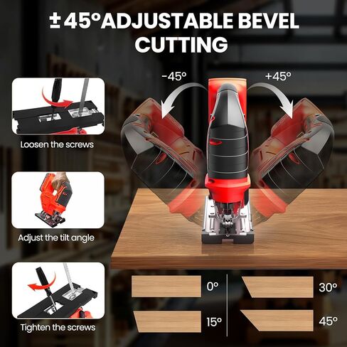 Jig saw compatible with Dewalt 20V Battery (Battery not Included) Cordless Jigsaw with LED Work Light, 0°- 45° Bevel Cuts, 3 Orbital Settings for Straight/Curve/Bevel/Circle Cutting in Saudi Arabia