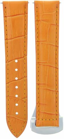 Ewatchparts 22mm Leather Watch Band Strap Compatible With Omega Seamaster Planet Ocean With Deployment Clasp Orange in Saudi Arabia