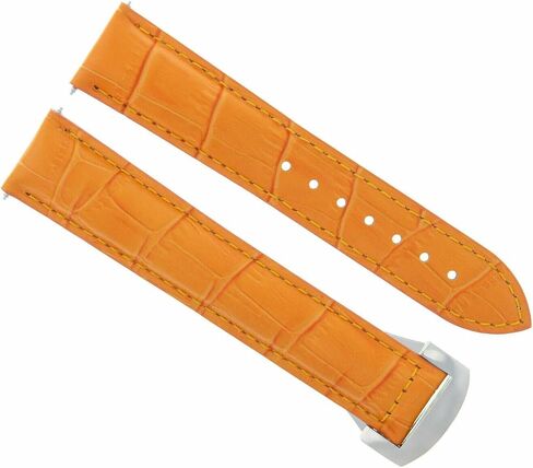 Ewatchparts 22mm Leather Watch Band Strap Compatible With Omega Seamaster Planet Ocean With Deployment Clasp Orange in Saudi Arabia