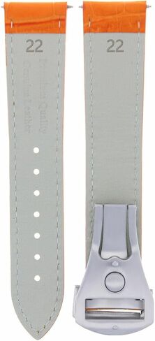 Ewatchparts 22mm Leather Watch Band Strap Compatible With Omega Seamaster Planet Ocean With Deployment Clasp Orange in Saudi Arabia