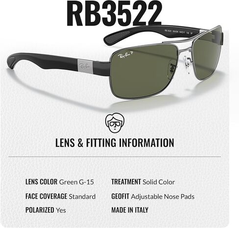 Ray-Ban RB3522 Square Shaped Sunglasses for Men & Women with Official RAYBAN Eyewear Kit in Saudi Arabia
