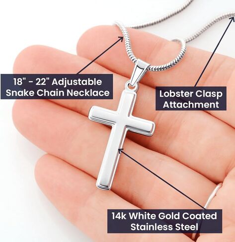 To My Son Necklace From Mom Dad - Mother Son Birthday Graduation Christmas Cross Link Chain Present With Message Card & Box #4 in Saudi Arabia