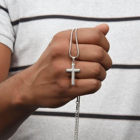 To My Son Necklace From Mom Dad - Mother Son Birthday Graduation Christmas Cross Link Chain Present With Message Card & Box #4 in Saudi Arabia