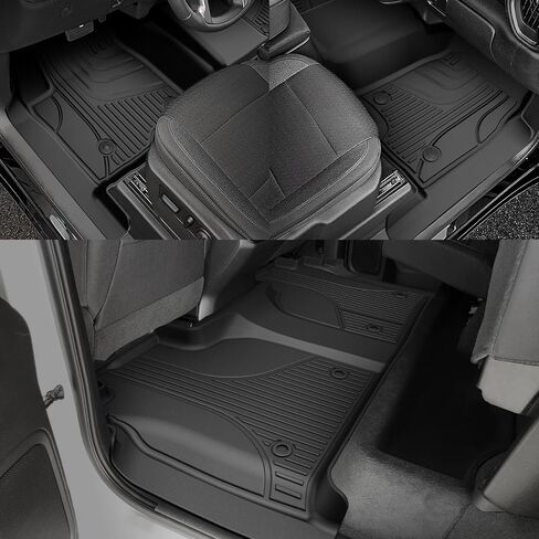 سجادات أرضية AOMSAZTO لسيارة 2019-2025 Chevy Silverado/GMC Sierra 1500، 2020-2025 2500HD / 3500HD - بطانة الصف الأول والثاني لسيارة شيفروليه سيلفرادو (تتناسب مع مساحة تخزين خلفية أسفل المقعد ومقعد الصف الأول) in Kuwait