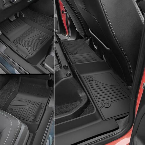 سجادات أرضية AOMSAZTO لسيارة 2019-2025 Chevy Silverado/GMC Sierra 1500، 2020-2025 2500HD / 3500HD - بطانة الصف الأول والثاني لسيارة شيفروليه سيلفرادو (تتناسب مع مساحة تخزين خلفية أسفل المقعد ومقعد الصف الأول) in Saudi Arabia