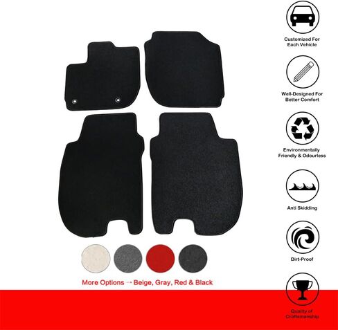 سجادة أرضية متوافقة مع Honda Fit 2015-2020، سجادات أرضية مناسبة للمصنع سجاد أمامي وخلفي أسود 4 قطع من النايلون من IKON MOTORSPORTS، 2016 2017 2018 2019 in Kuwait