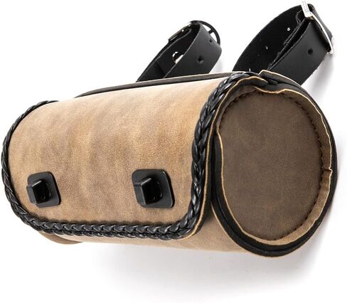 حقيبة سرج دراجة نارية صغيرة مقاس 8.26 بوصة حقيبة شوكة من جلد البولي يوريثان حقيبة أدوات المقود للدراجات النارية والدراجة الكهربائية (النمط C- أسود) in Kuwait