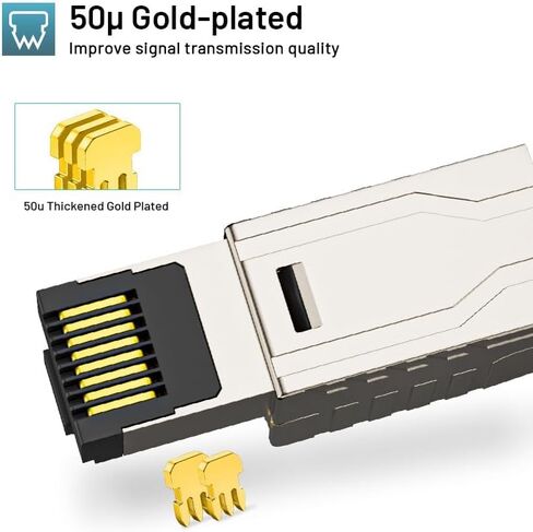 10-Pack RJ45 Connectors Tool Free Cat 8, Cat8 Field Termination Plug Shielded RJ45 Modular Plugs for 2000MHz 2GHz 40G Double Shielded Solid LAN Cable 22AWG-24AWG in Saudi Arabia