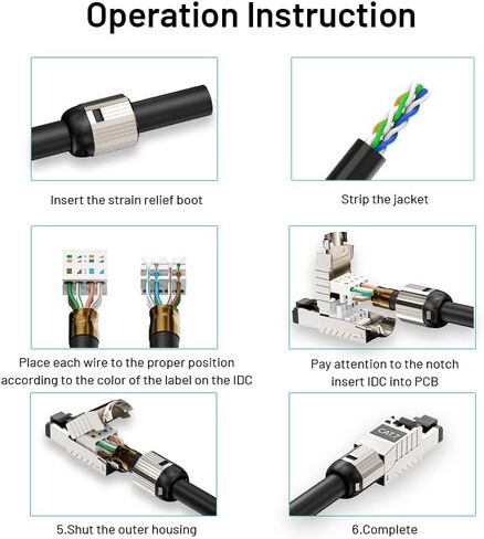 10-Pack RJ45 Connectors Tool Free Cat 8, Cat8 Field Termination Plug Shielded RJ45 Modular Plugs for 2000MHz 2GHz 40G Double Shielded Solid LAN Cable 22AWG-24AWG in Saudi Arabia