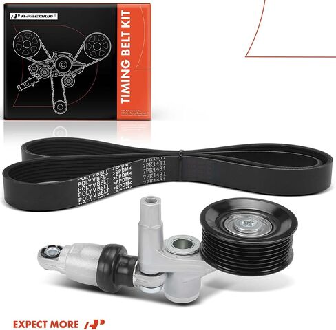 A-Premium Serpentine Drive Belt Kit with Tensioner Compatible with Honda Cars - Civic 2016 2017 2018 2019 2020-2.0L in Kuwait