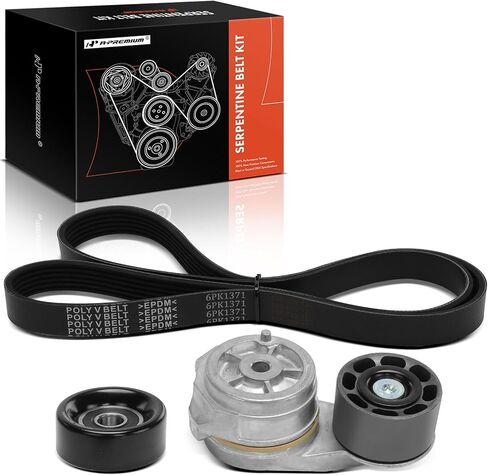 A-Premium Engine Serpentine Belt Drive Kit with Tensioner & Idler Pulley Compatible with Autocar LLC. Xpeditor, Xpeditor WX, Xpeditor WXLL & Kenworth W900 & Peterbilt 320, 357, 365, 378 - L6 10.8L in Saudi Arabia