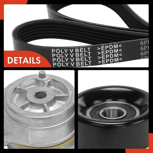 A-Premium Engine Serpentine Belt Drive Kit with Tensioner & Idler Pulley Compatible with Autocar LLC. Xpeditor, Xpeditor WX, Xpeditor WXLL & Kenworth W900 & Peterbilt 320, 357, 365, 378 - L6 10.8L in Saudi Arabia