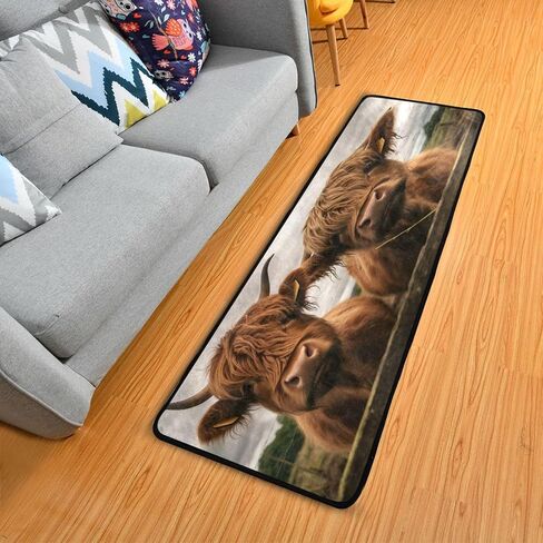 سجادة YETTASBIN Highland Cow Runner، سجادة أرضية كبيرة غير قابلة للانزلاق ومضادة للتعب للمطبخ والحمام وغرفة المعيشة والمدخل وديكور المكتب المنزلي، 72 × 24 بوصة in Saudi Arabia