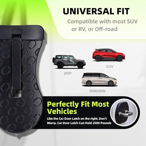 Car Door Step with Roof Rack Mount, 400lb Capacity, Aircraft-Grade Aluminum, Anti-Slip Surface, 6.3-inch Platform, Black in Saudi Arabia
