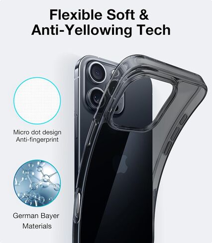 TORRAS Crystal Clear for iPhone 16 Pro Case, Ultra-Thin [Non-Yellowing] [Military Protection] Slim Fit Silicone TPU Cover for iPhone 16 Pro Phone Case, Soft, Clear, 6.3 inch in Kuwait