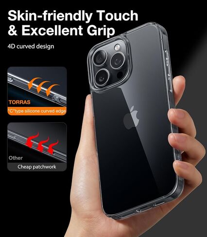 TORRAS Crystal Clear for iPhone 16 Pro Case, Ultra-Thin [Non-Yellowing] [Military Protection] Slim Fit Silicone TPU Cover for iPhone 16 Pro Phone Case, Soft, Clear, 6.3 inch in Kuwait
