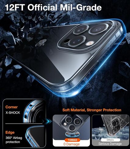 TORRAS Crystal Clear for iPhone 16 Pro Case, Ultra-Thin [Non-Yellowing] [Military Protection] Slim Fit Silicone TPU Cover for iPhone 16 Pro Phone Case, Soft, Clear, 6.3 inch in Kuwait