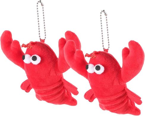2Pcs Plush Crayfish Keychain Bag Ornament Chic Key Holder Pendant for Women and Girls Durable Cute Keychain Present for Friends Adorable Crayfish Design for Car Keys Bags in Saudi Arabia