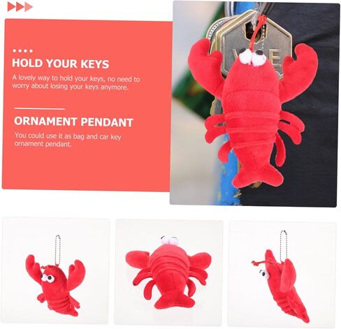 2Pcs Plush Crayfish Keychain Bag Ornament Chic Key Holder Pendant for Women and Girls Durable Cute Keychain Present for Friends Adorable Crayfish Design for Car Keys Bags in Saudi Arabia