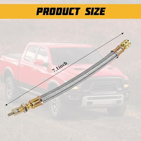 Car Valve Stem Extenders, 2PCS 7"/180mm Stainless Steel Braided Vehicle Tire Dual Valve Stem Extension with 2PCS Clip, Flexible Auto Tyre Valve Adapter, Universal for Truck Trailer RV in Kuwait