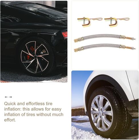 Car Valve Stem Extenders, 2PCS 7"/180mm Stainless Steel Braided Vehicle Tire Dual Valve Stem Extension with 2PCS Clip, Flexible Auto Tyre Valve Adapter, Universal for Truck Trailer RV in Kuwait