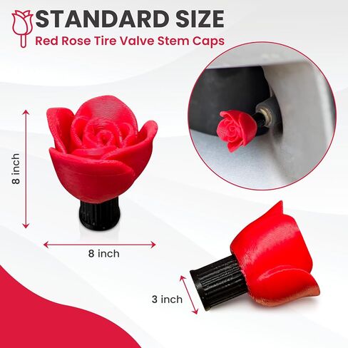 Rose Valve Stem Caps – 4 Pack | Tire Air Caps for Car, Truck, Motorcycle, and Bike | Cute Floral Wheel Accessory | Durable, Weather-Resistant Design – No Tools Required in Saudi Arabia