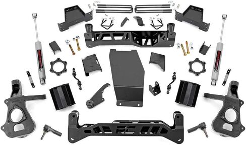 Rough Country 7" Lift Kit with Strut Spacers/N3 Rear Shocks for Chevy Silverado & GMC Sierra 1500 (2014-2018 w/Stock Cast Steel Control Arms) in Saudi Arabia